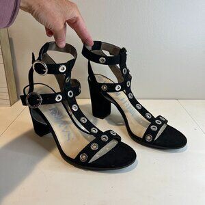 Like New Sam & Libby Evita Grommet Double Strap Chunky Heel, Size 9